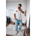 Tee-shirt Blanc cœur brode homme (1)