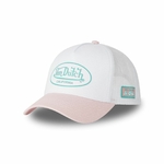 Casquette Von Dutch 3D Glitter blanche trucker visière rose effet usé (1)