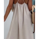 Robe Longue Fluide Bretelles Fines Beige