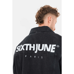 Veste Jeans Noir Oversize SIXTH JUNE Logo Brodé Homme (3)