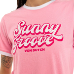 Von Dutch Groovy Tee Shirt Femme Rose (3)