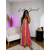 Robe Rose Longue Maille Zigzag