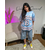 Tee-Shirt Bleu Ciel Oversize Femme Style Baseball Fleuri (2)