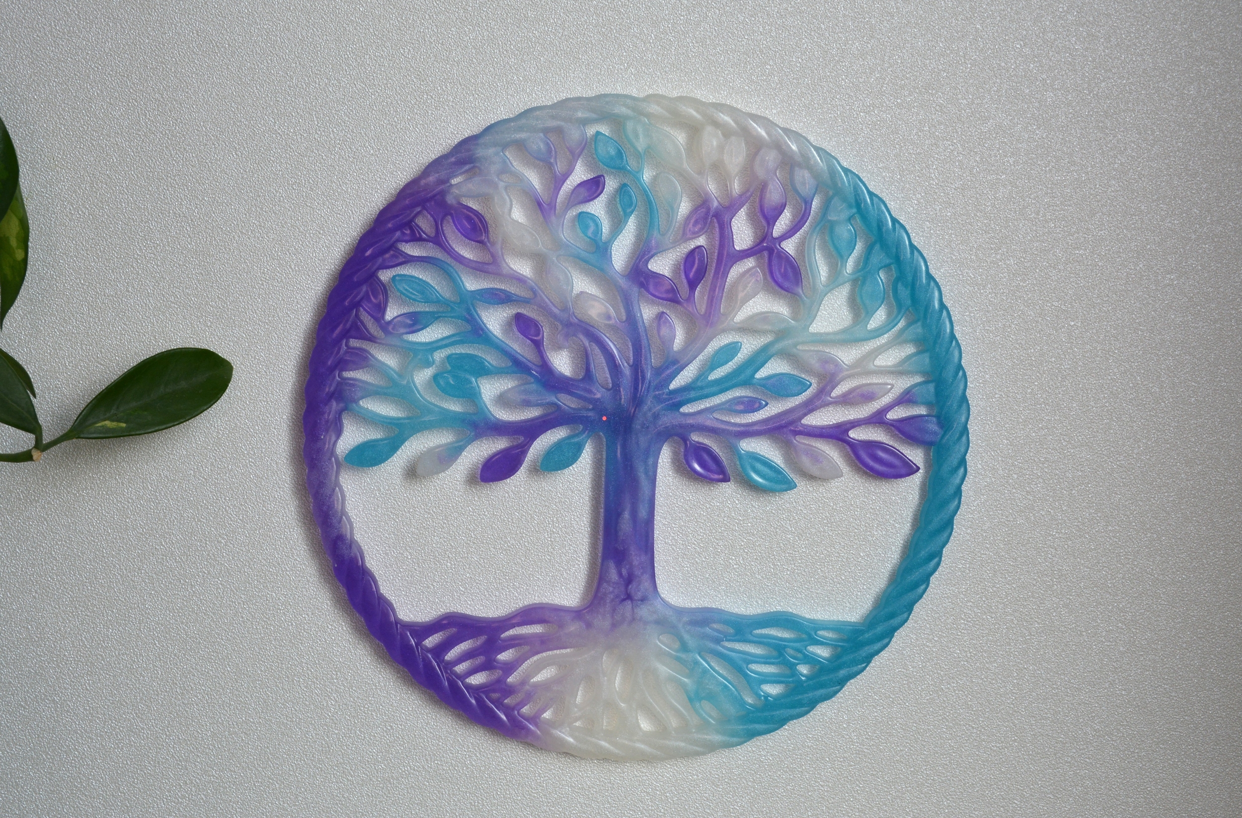 arbre de vie violet, bleu et blanc
