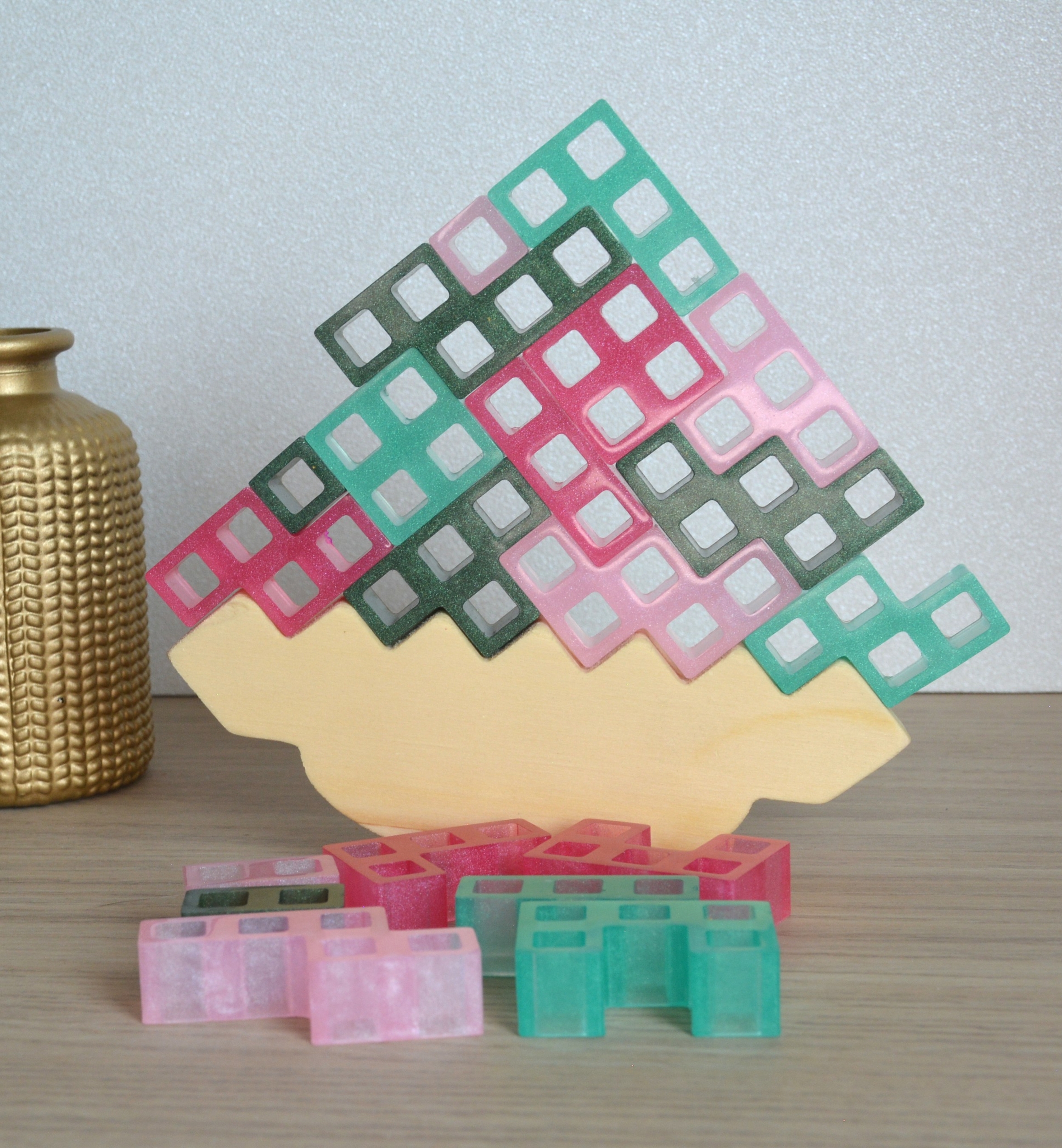 Equilibre rose et vert