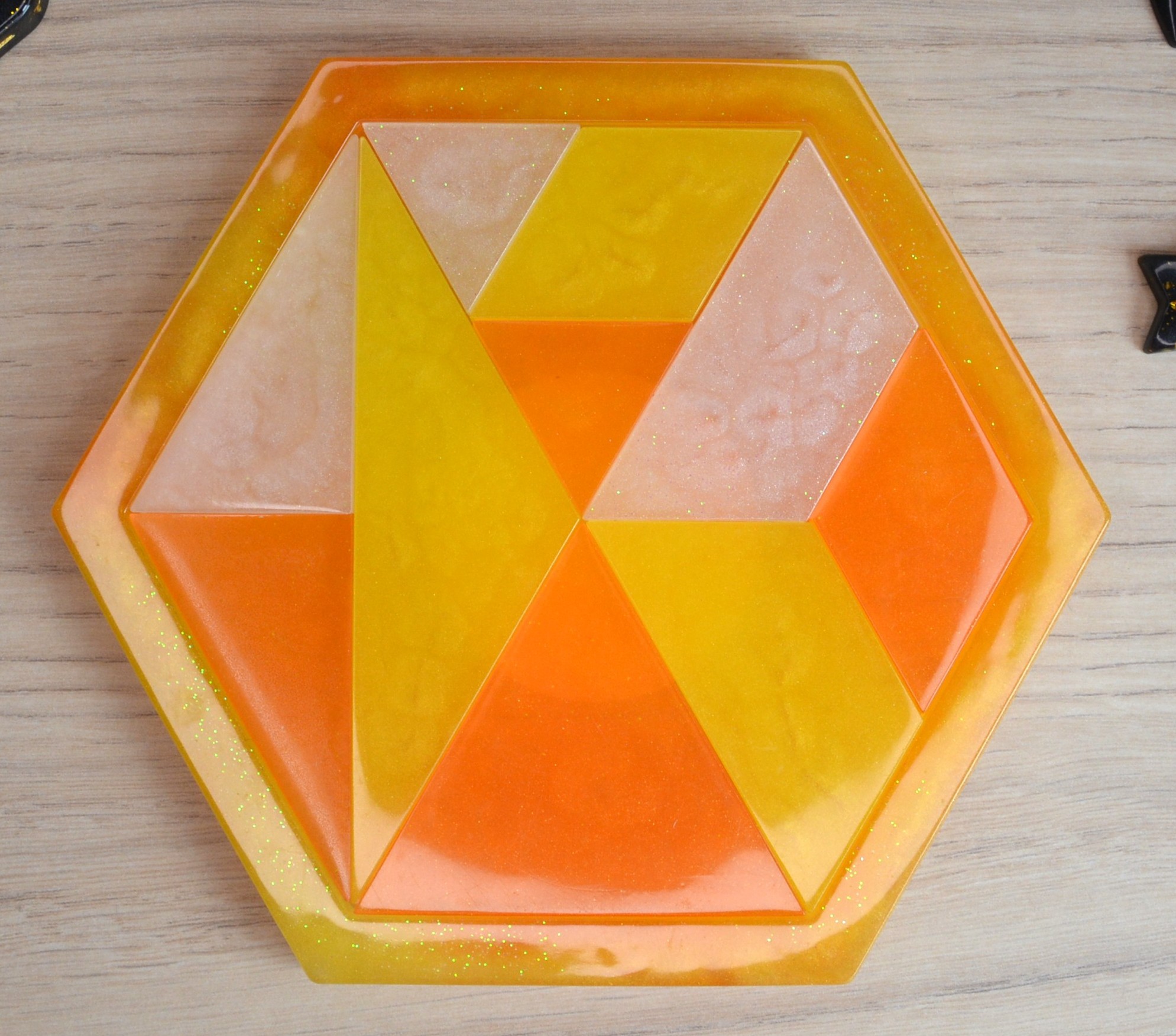 Orange, jaune et blanc paillettes 1