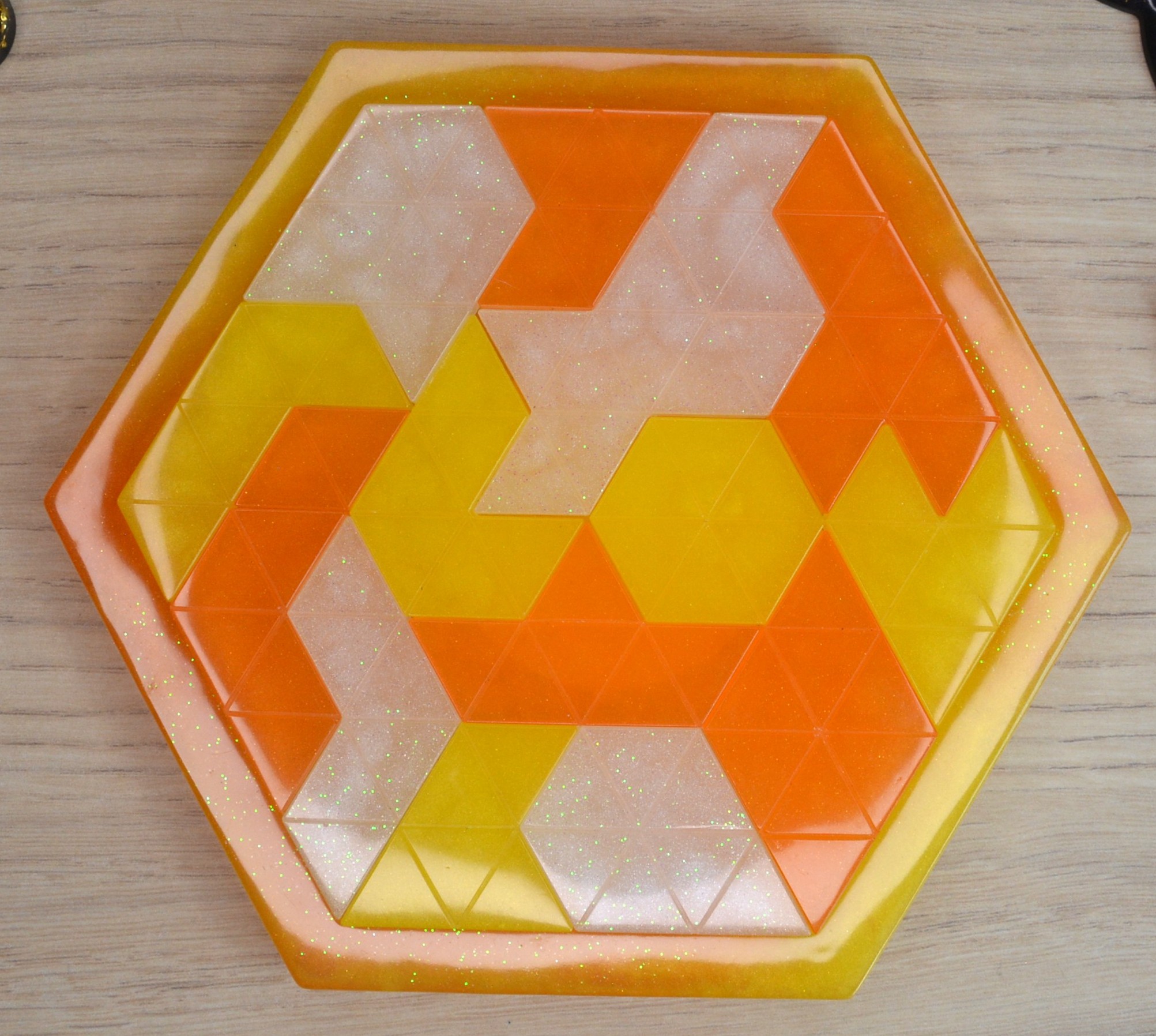 Orange, jaune et blanc paillettes 1
