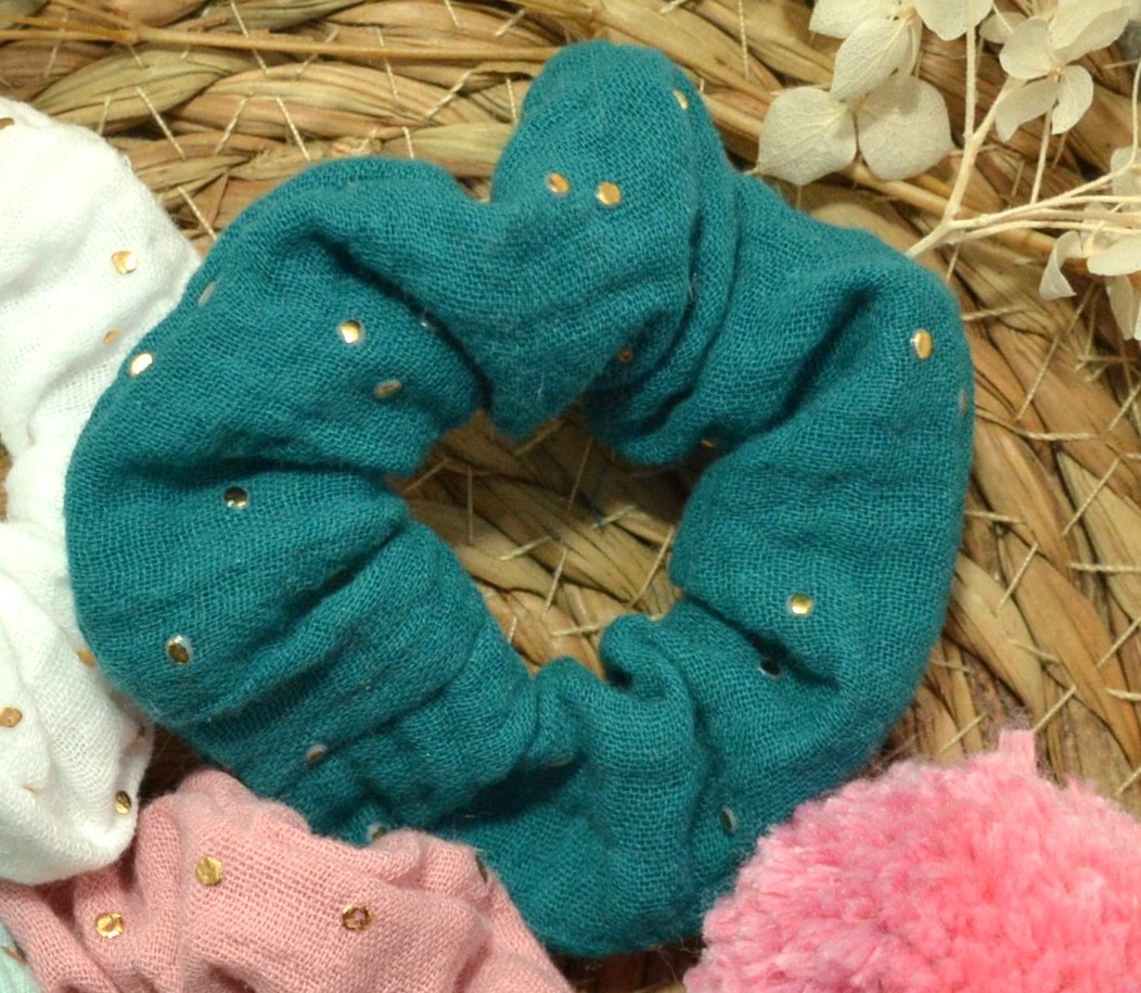 chouchou enfant bleu paon