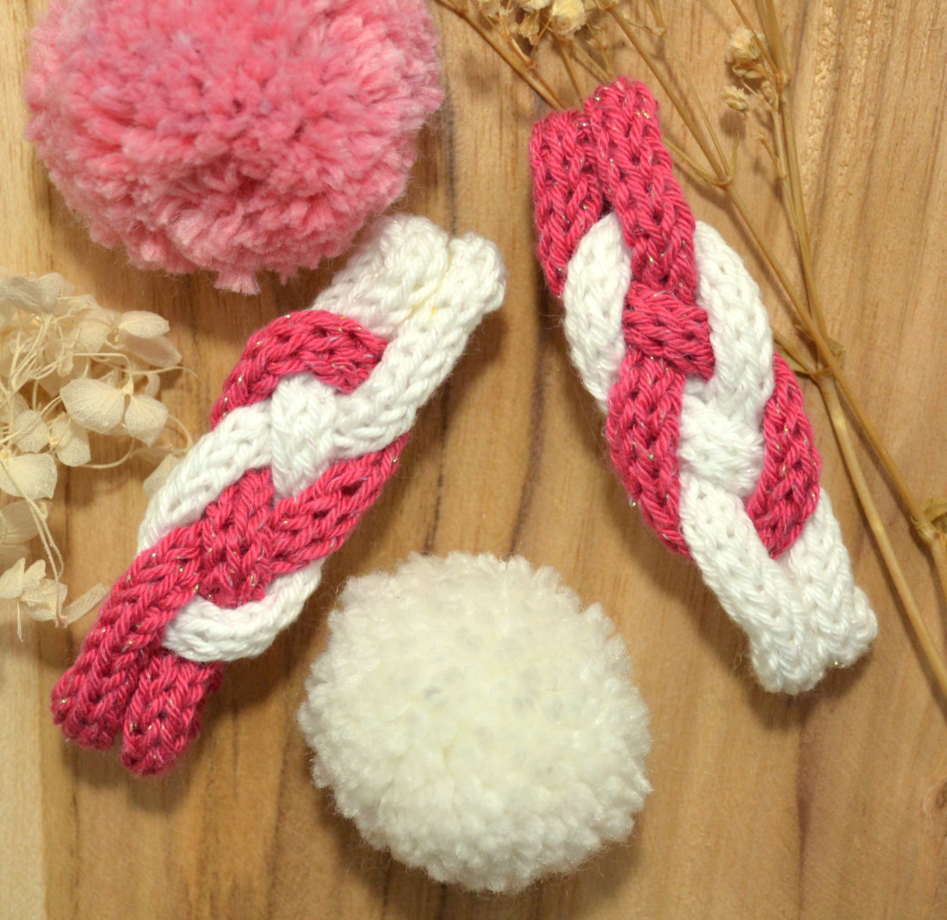 barrette enfant framboise et blanc