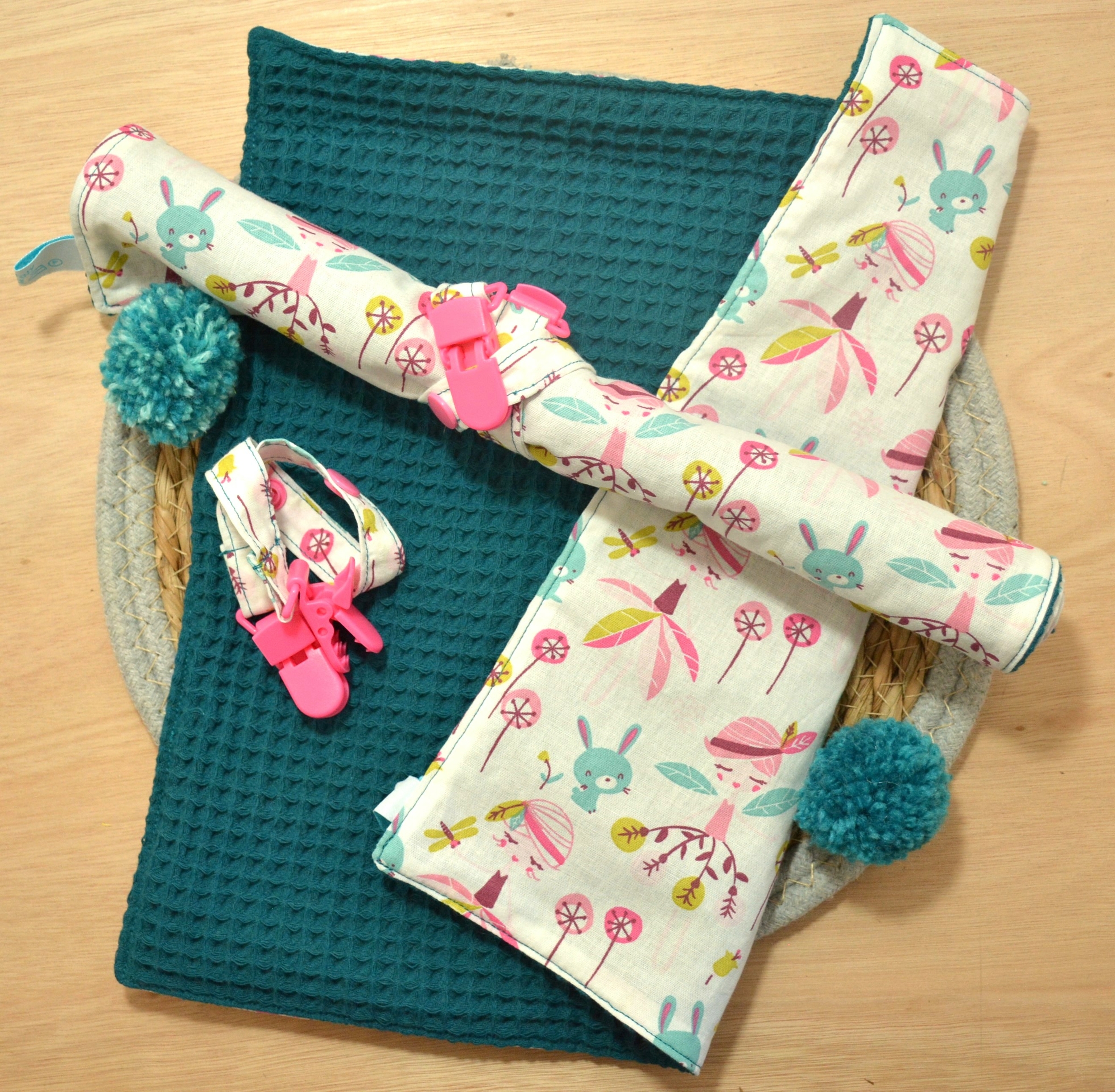 serviette de table fée enfant bleu paon