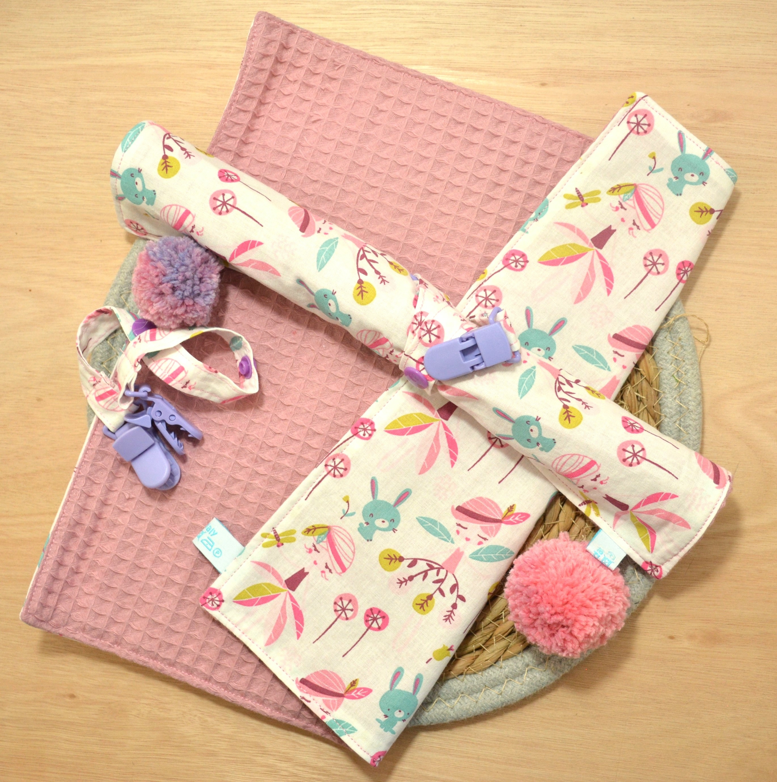serviette de table enfant fée rose