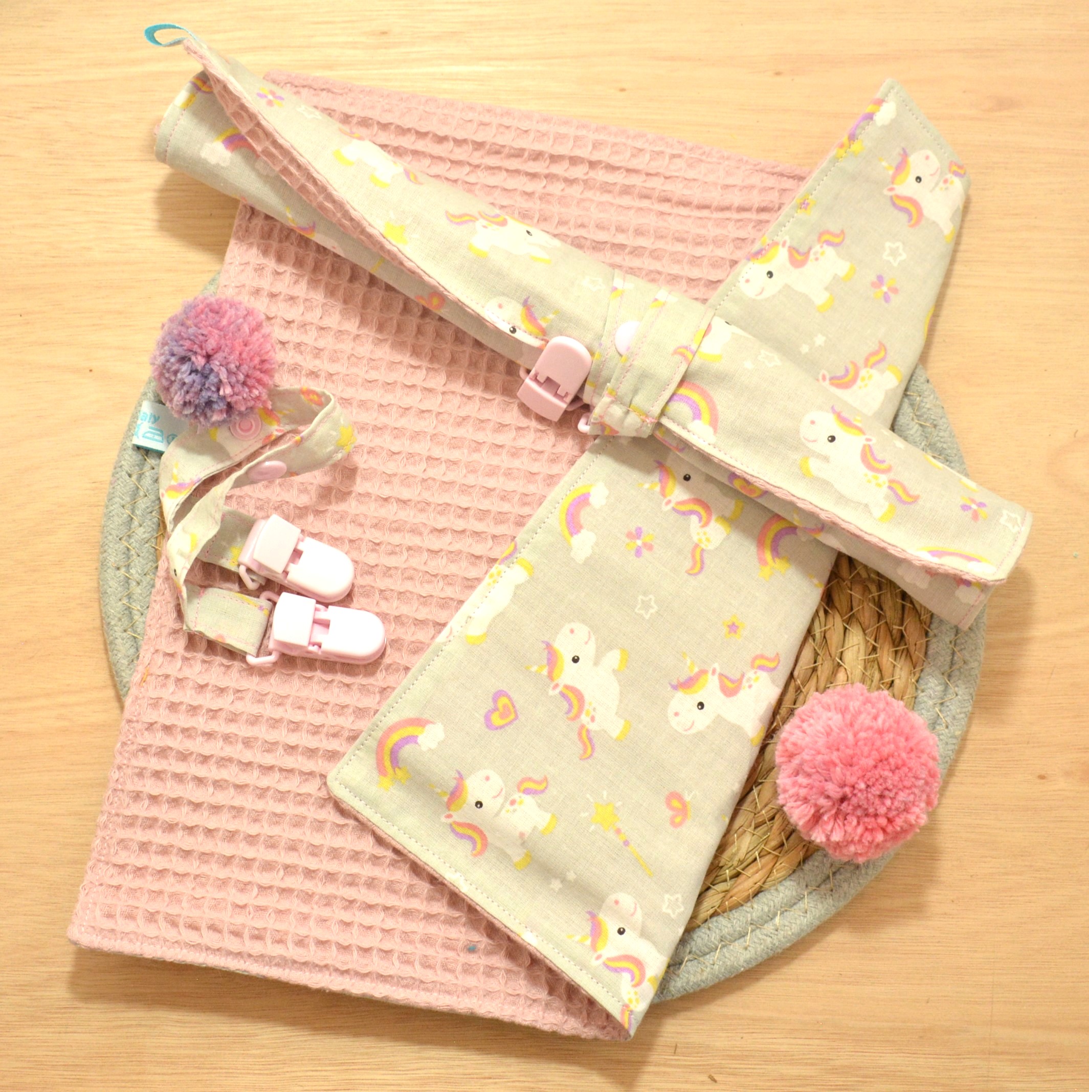 serviette de table enfant licorne rose