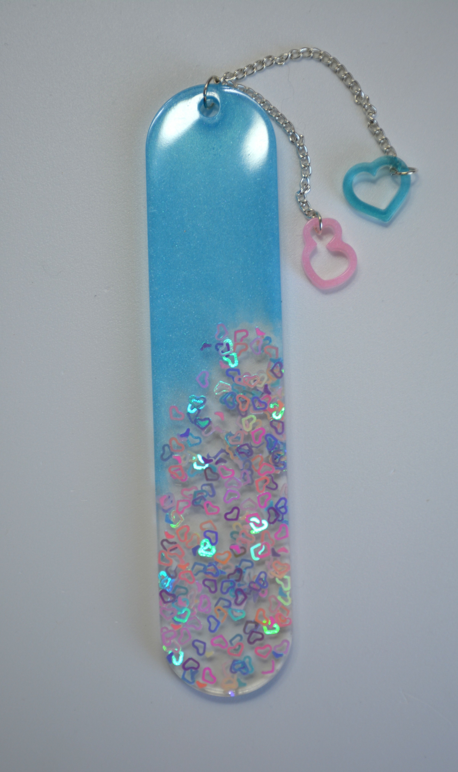 Marque page bleu coeur
