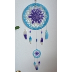 Attrape rêve bleu, violet et blanc