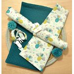serviette de table enfant paon bleu paon