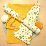 serviette de table enfant dinosaure jaune
