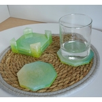 Dessous de verre blanc, vert et jaune 5
