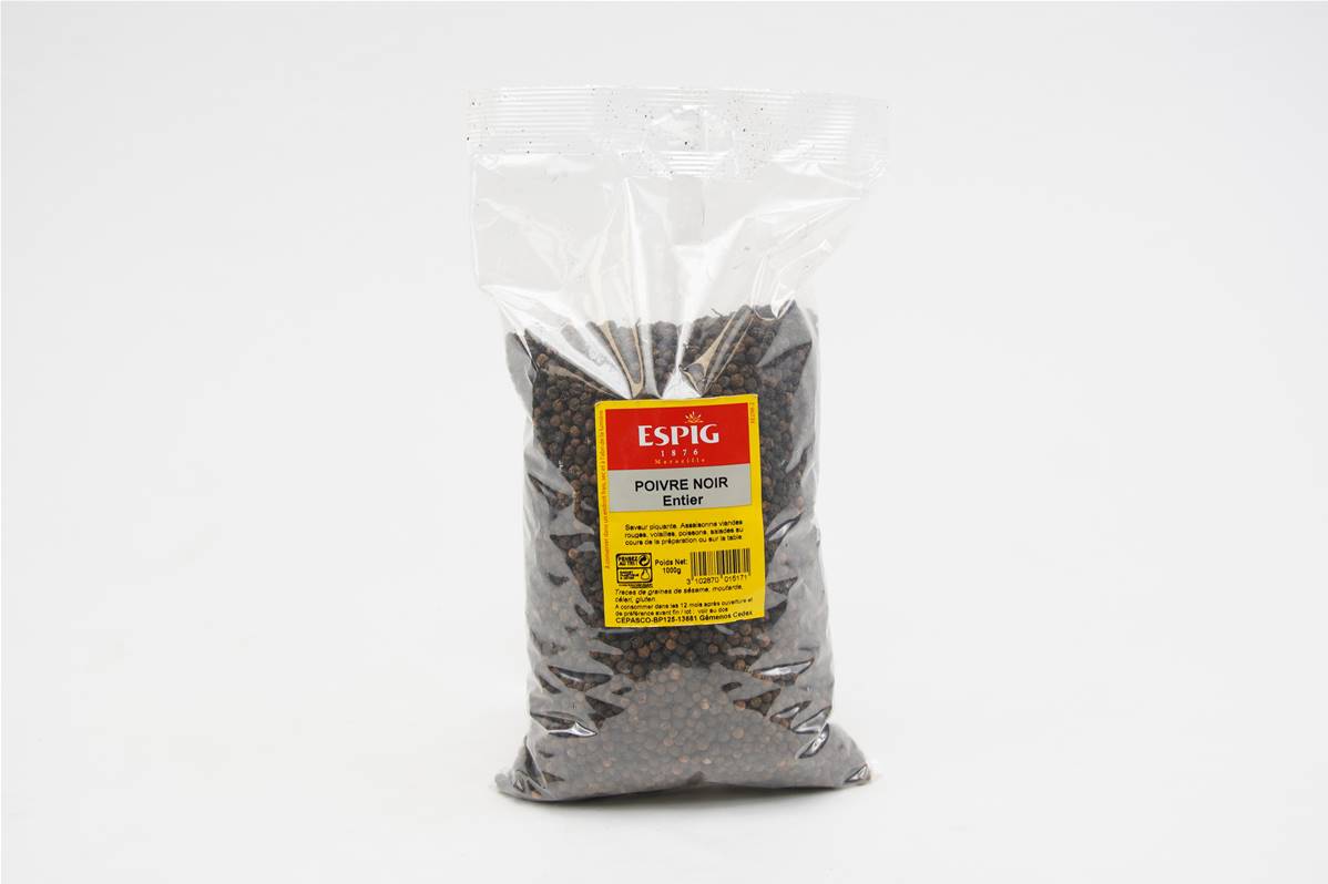 Poivre noir entier Cepasco sachet d\'1kg