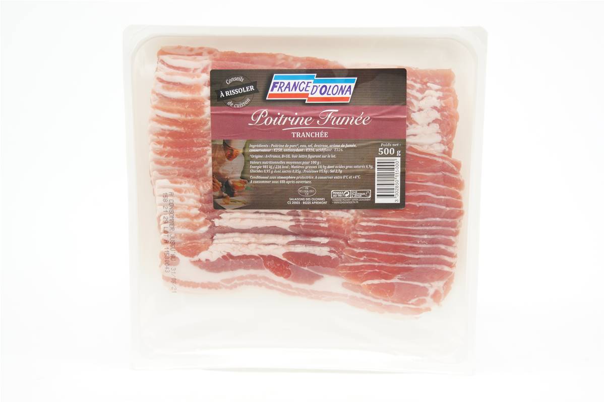 Poitrine fumee tranchee paquet de 500gr