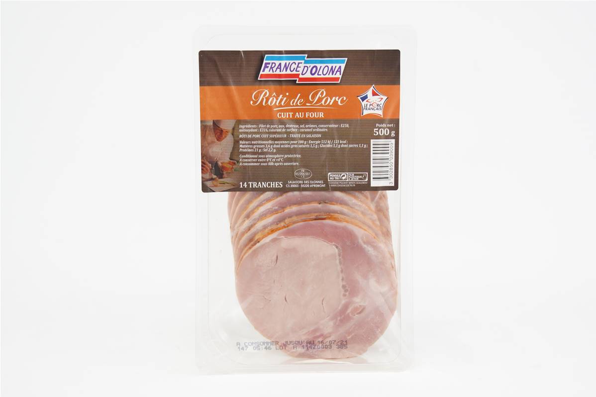 Roti de porc 14 tranches paquet de 500gr