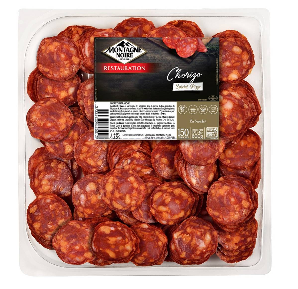 Chorizo pizza ø40mm paquet de 500gr Paul Predault