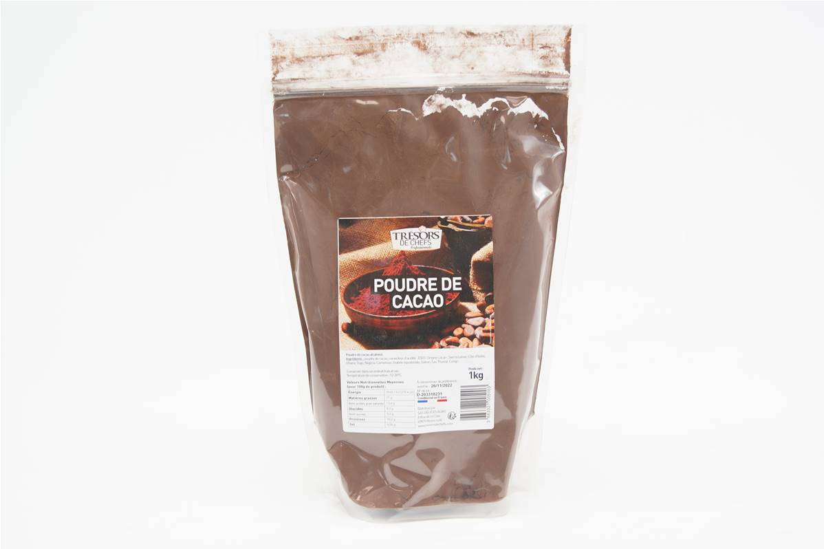 Cacao en poudre 100% en sachet de 1kg