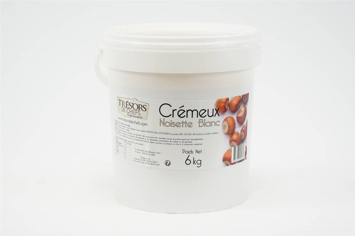Crémeux aux noisettes et au chocolat blanc en seau de 6kg