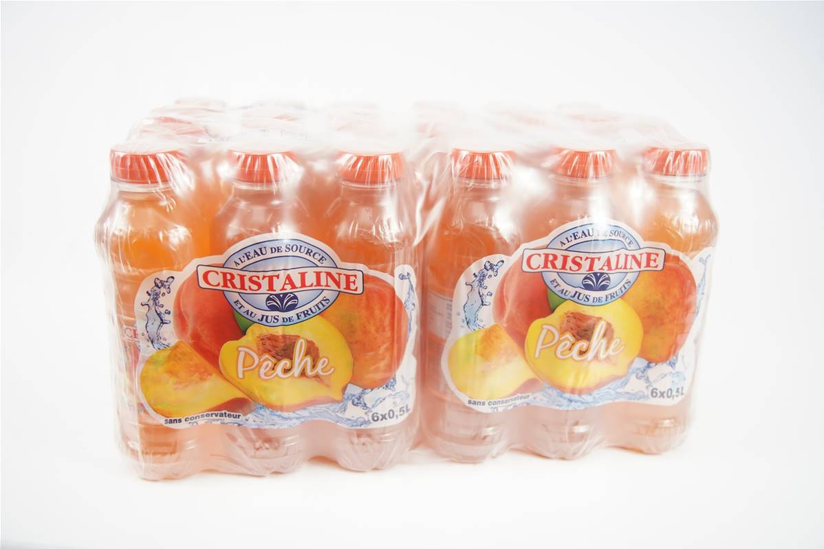 Eau cristaline jus de pèche pack de 24 x 50cl