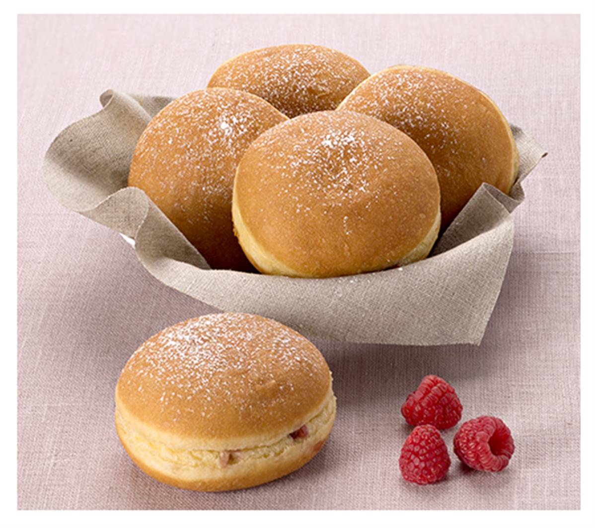 Beignet framboise 75gr prêt à servir carton de 40
