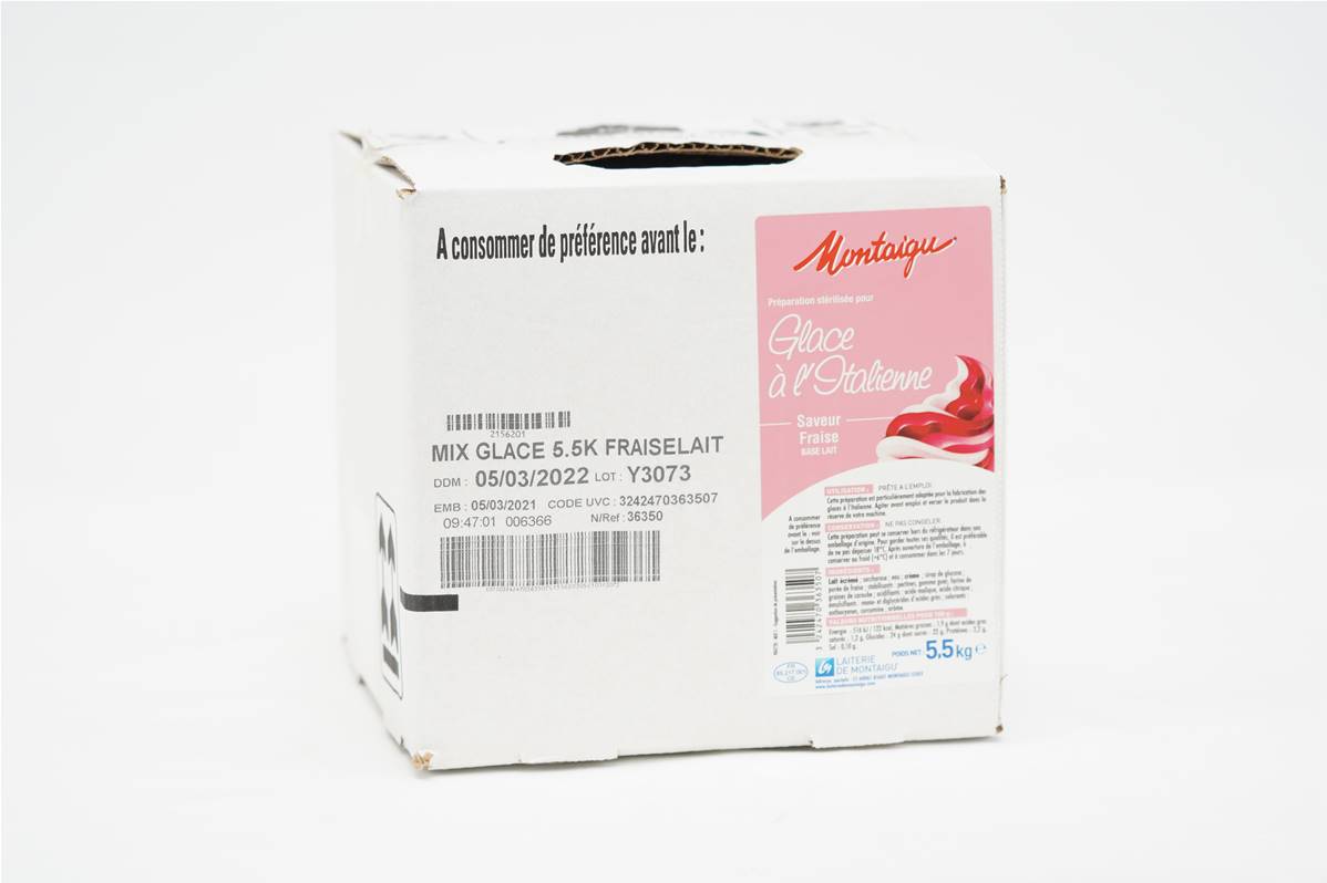 Bag in box mix glace fraise lait 5,5kg