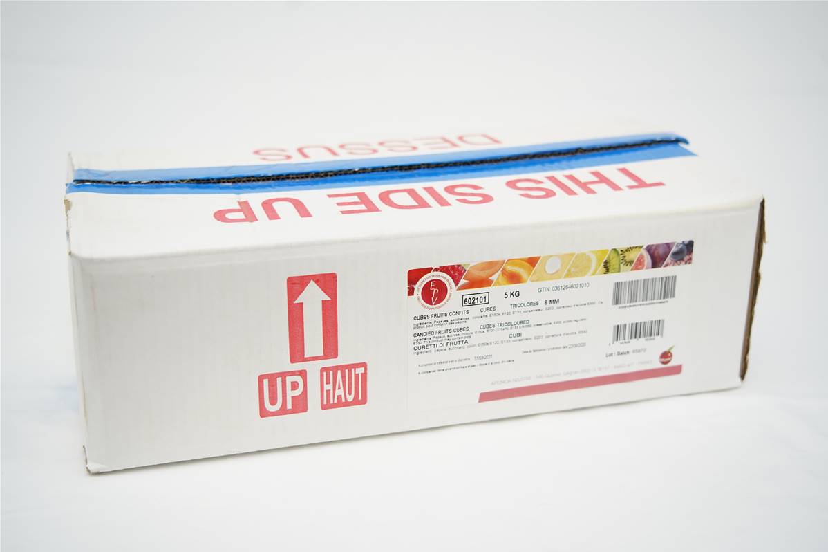 Cube fruit tricolore 6mm carton de 5kg Aptunion