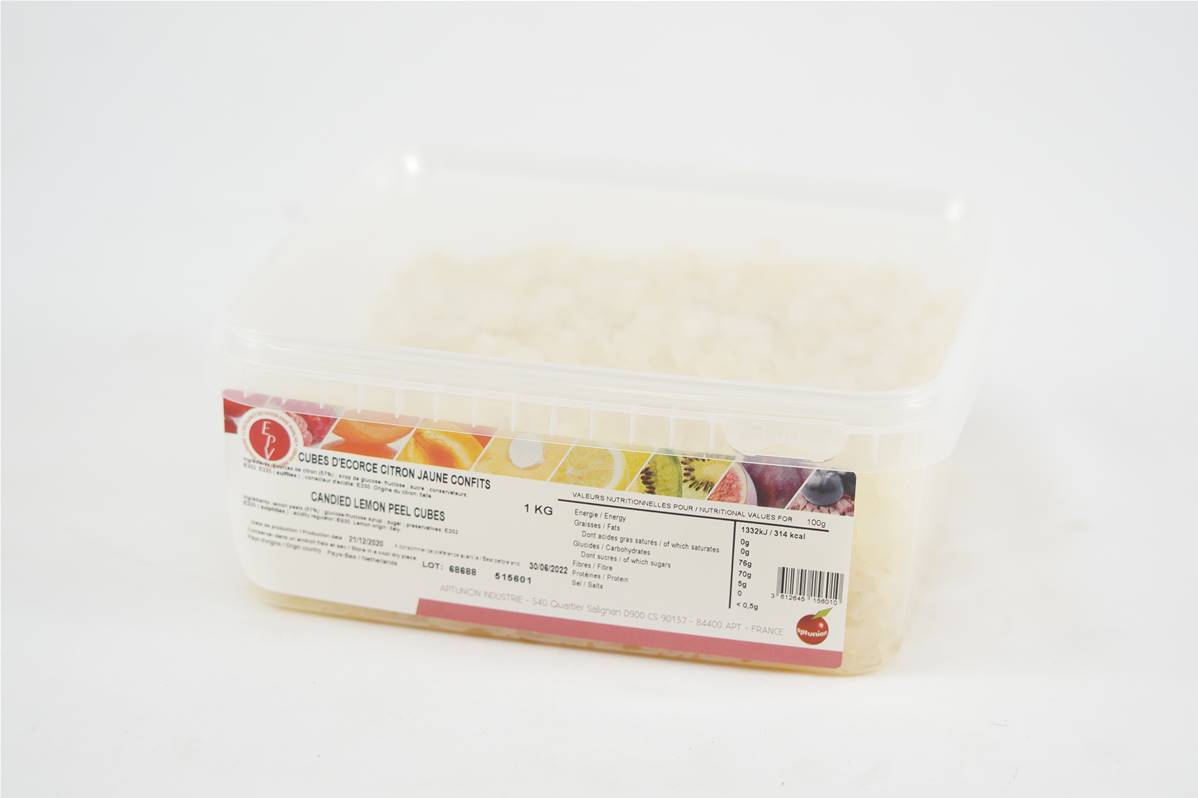 Cube écorce de citron 6mm boite d\'1kg Aptunion