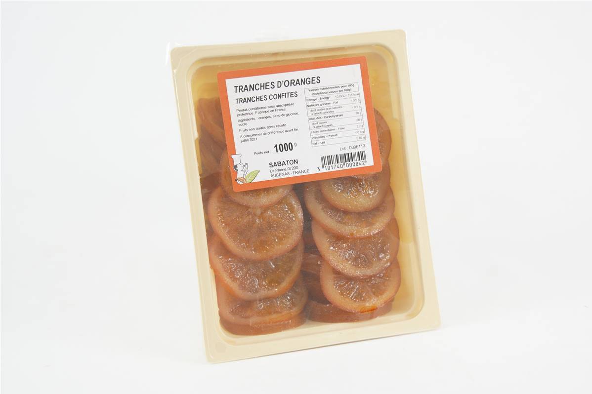 Tranche orange confite Sabaton en barquette d\'1kg