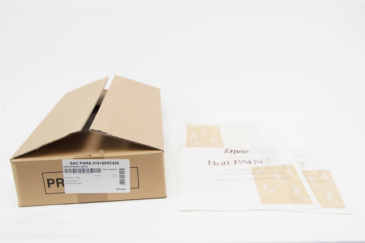 Sac à pain tranché parafiné beige par paquet de 250