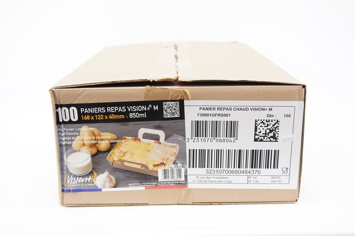 Panier repas chaud modèle vision en carton de 100