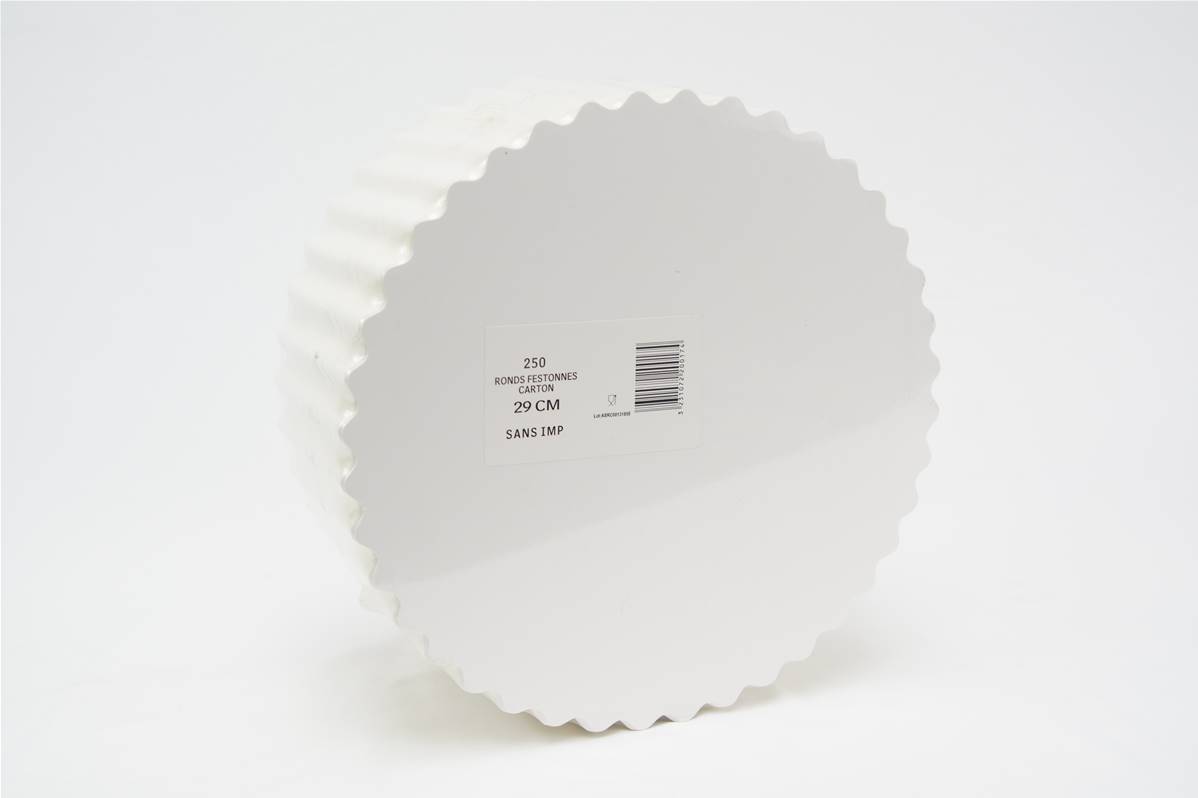 Rond festonné blanc en carton 29cm par paquet de 250