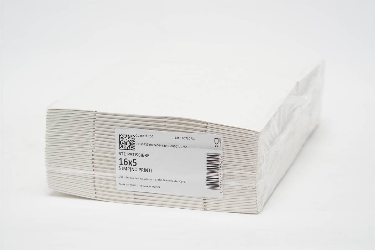 Boite patissière blanche 16x5cm par paquet de 50
