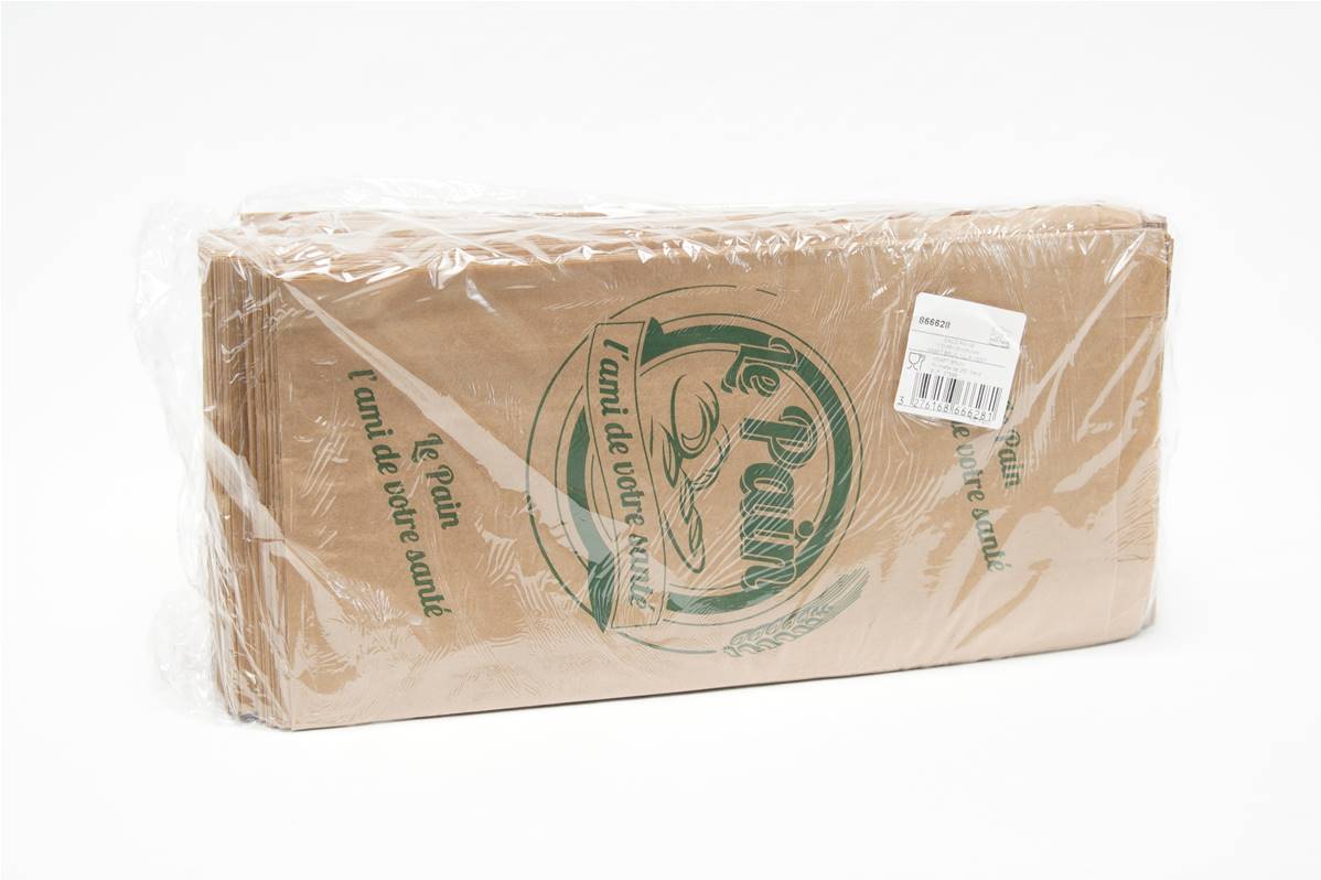 Sac à pain coupé papier kraft vert en paquet de 250