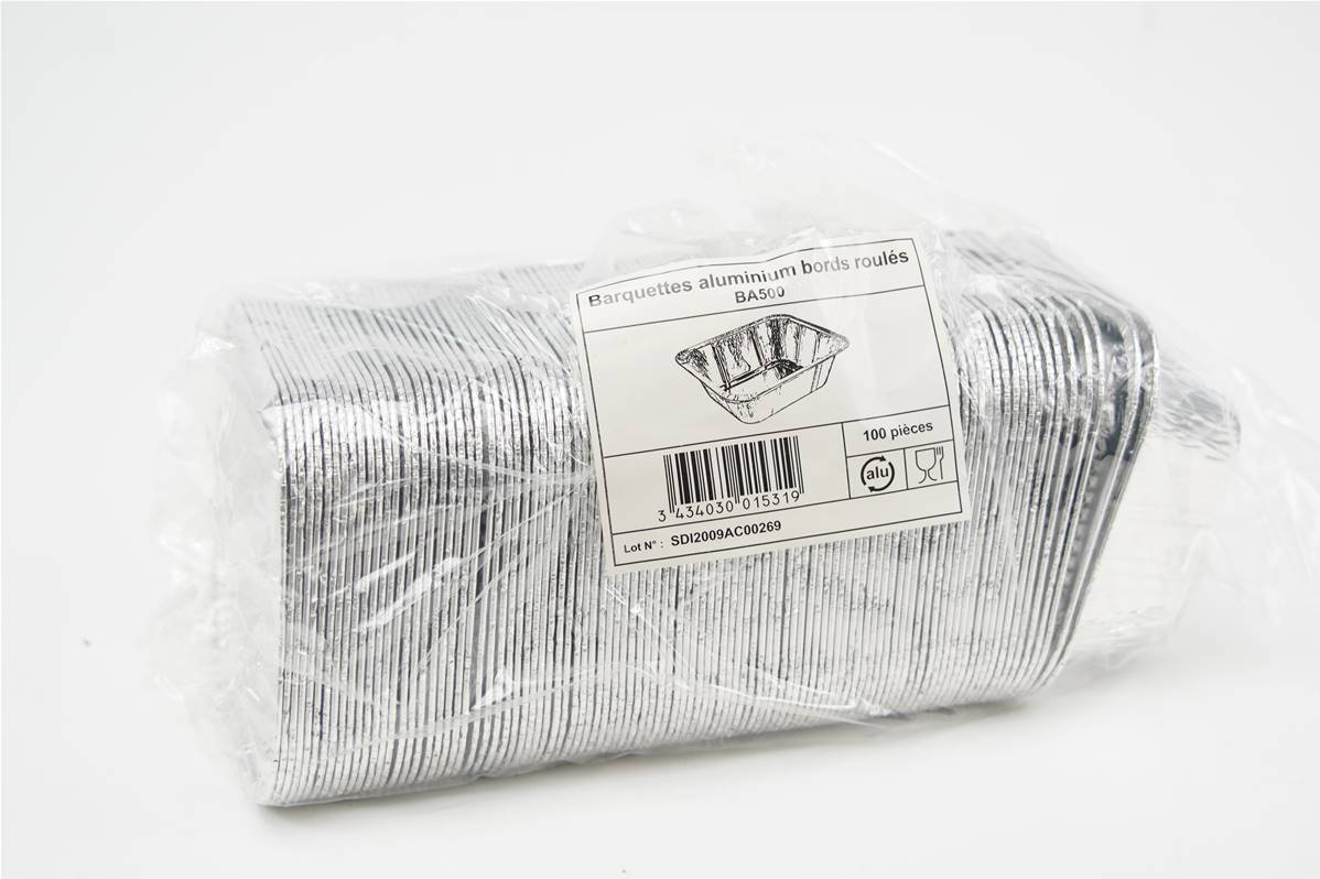 Barquette en aluminium 147x122x41mm par paquet de 100