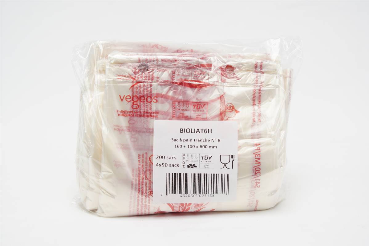 Sac à pain bio rouge 160+50x600mm par paquet de 200