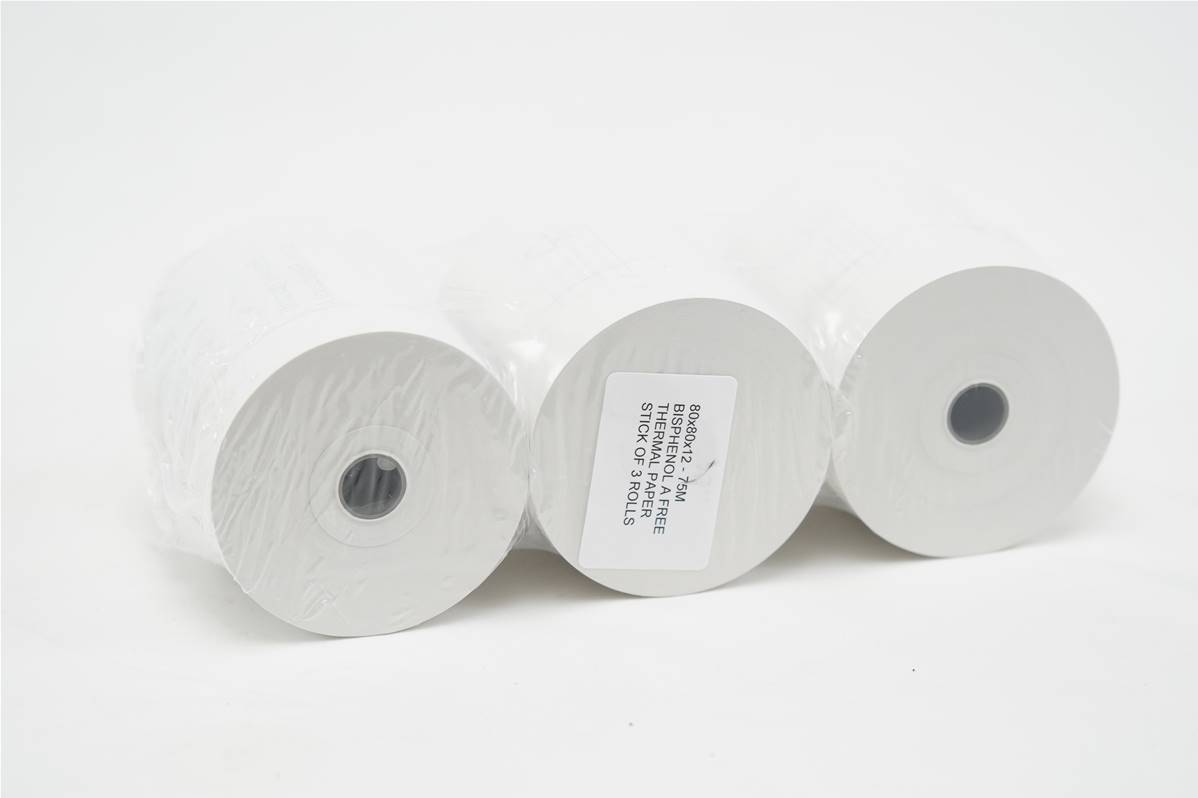 Bobine caisse papier thermique en carton de 3sachets de 10 bobines