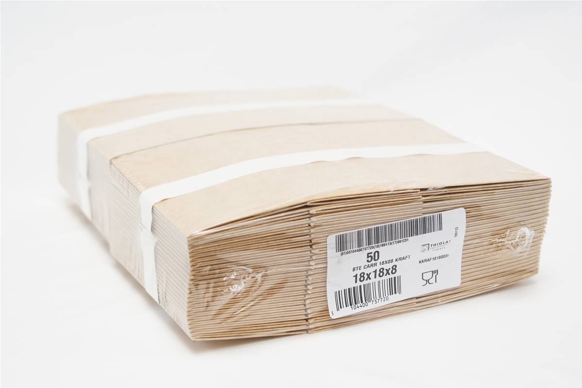 Boite kraft brun 18x18x8cm par paquet de 50