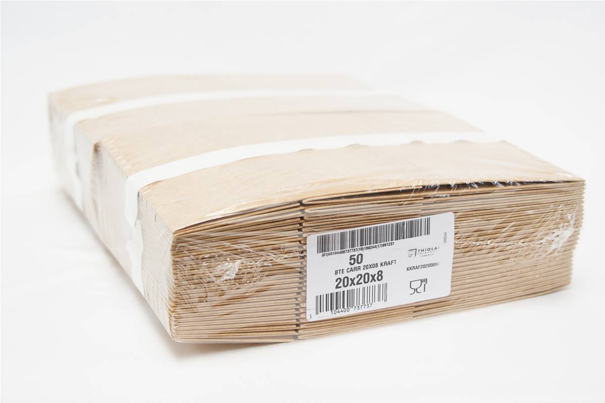 Boite kraft brun 20x20x8cm par paquet de 50