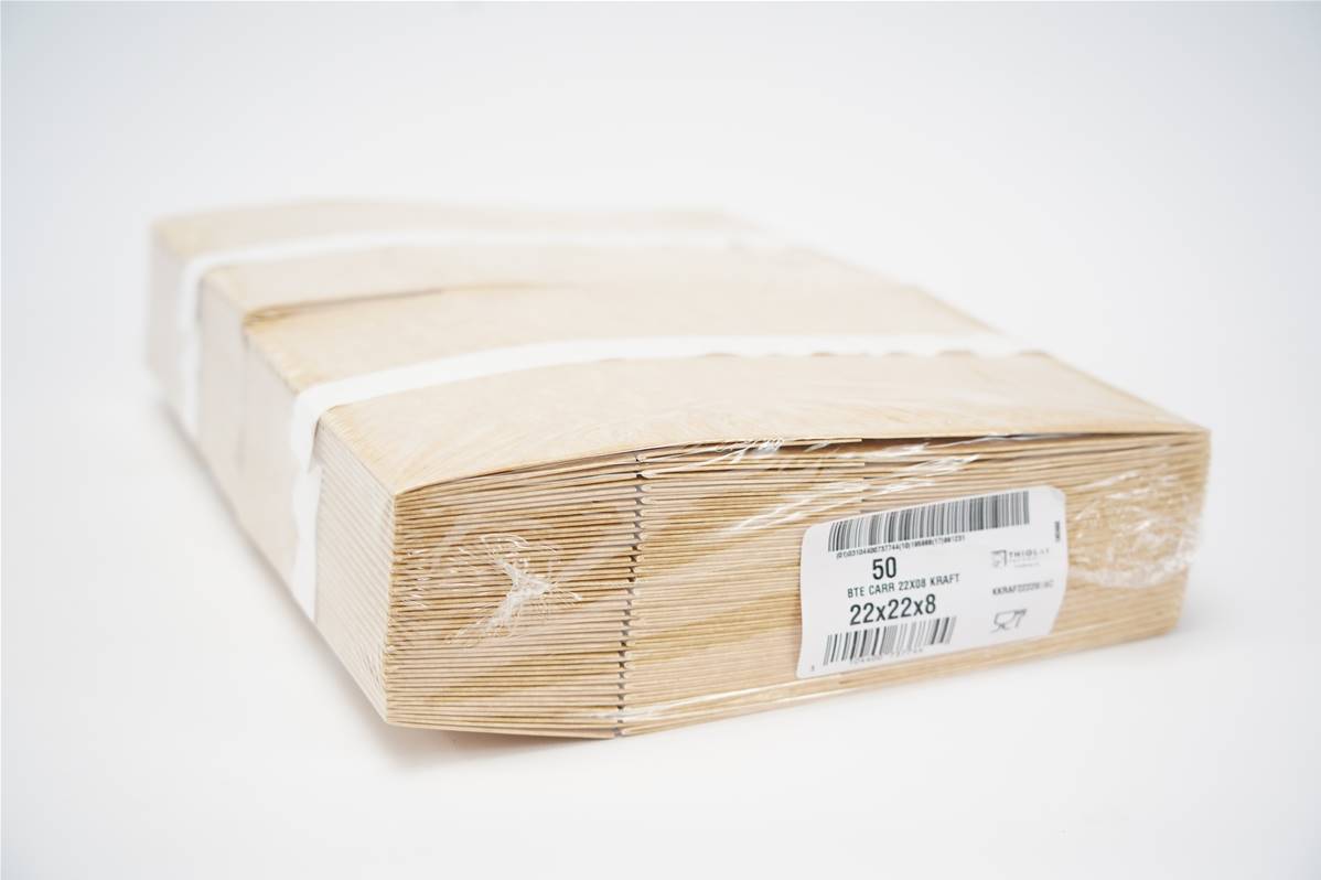 Boite carree kraft brun 22x8cm paquet de 50
