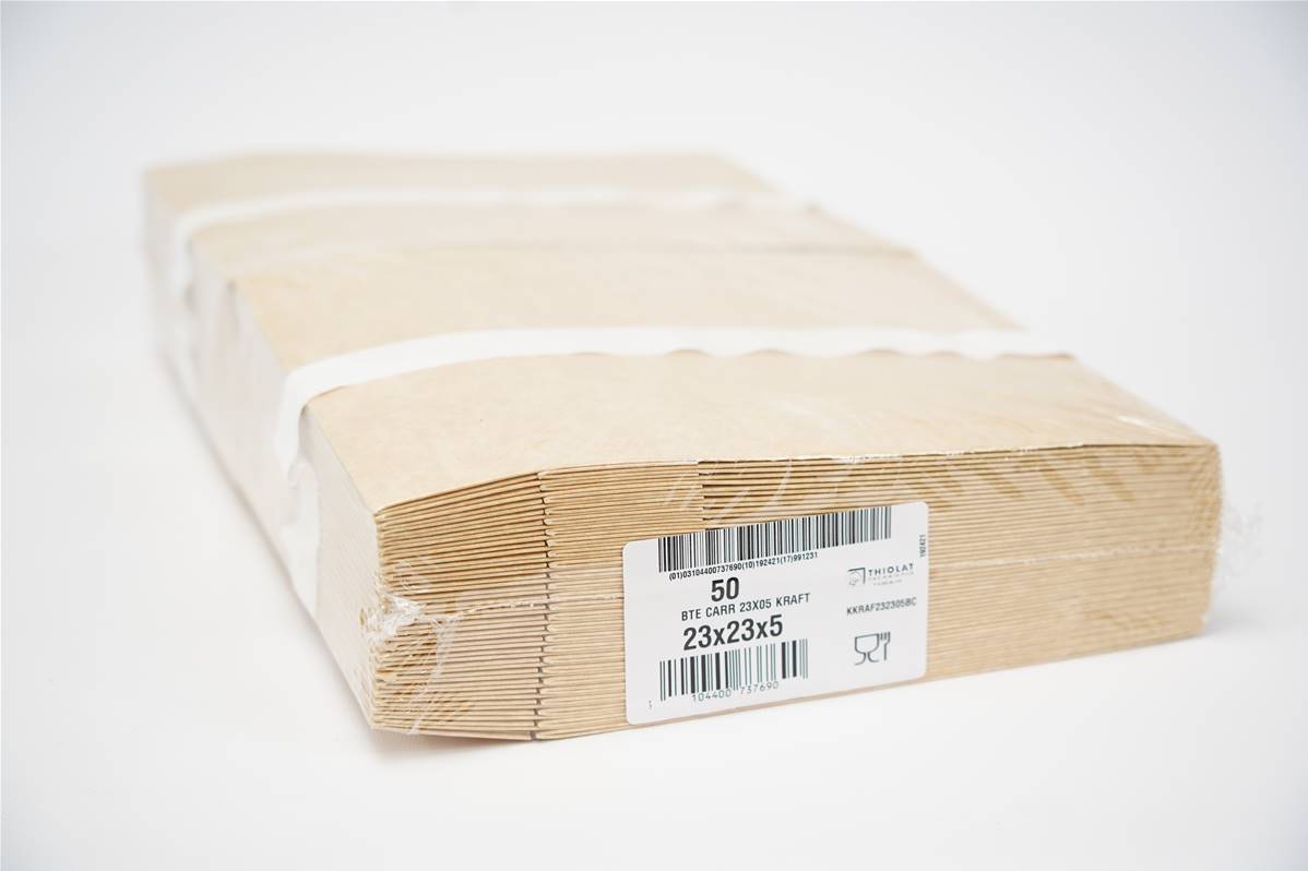 Boite carre kraft brun 23x5cm paquet de 50