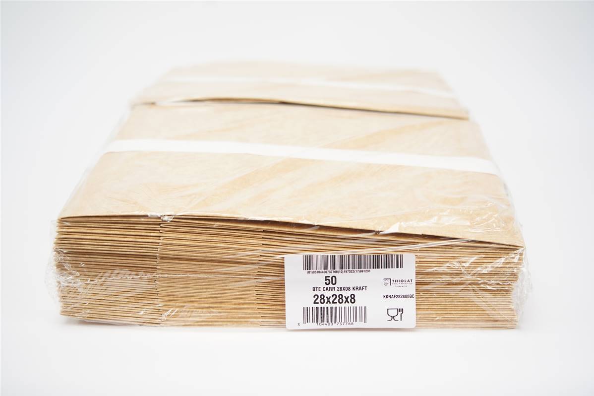 Boite carre kraft brun 28x8cm paquet de 50