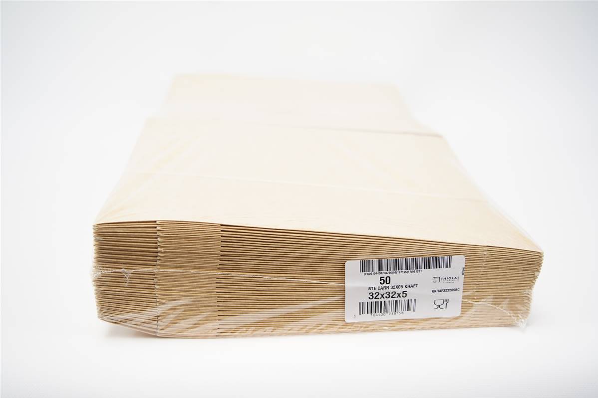 Boite carre kraft brun 32x5cm paquet de 50