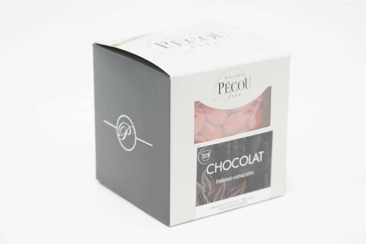 Dragées PECOU chocolat séduction rouge, boite de 1kg