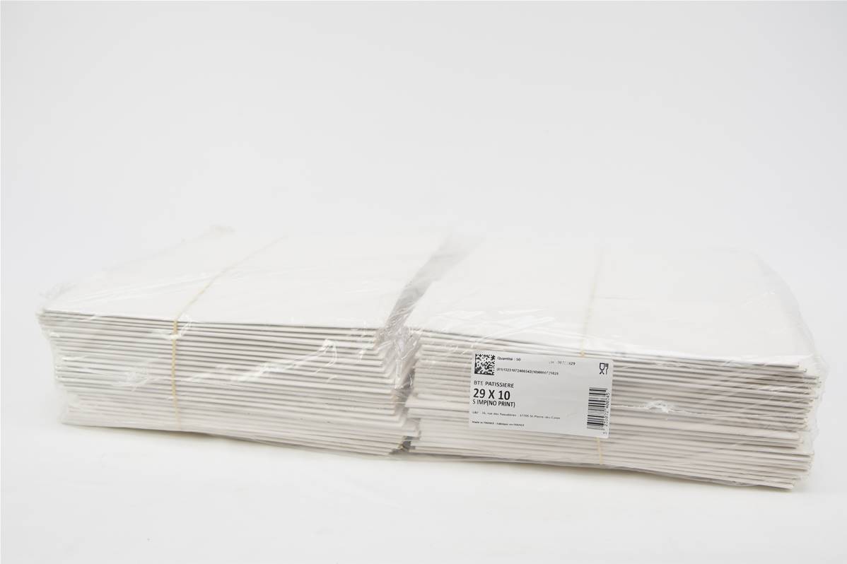 Boite patissiere blanche 29x10cm paquet de 50