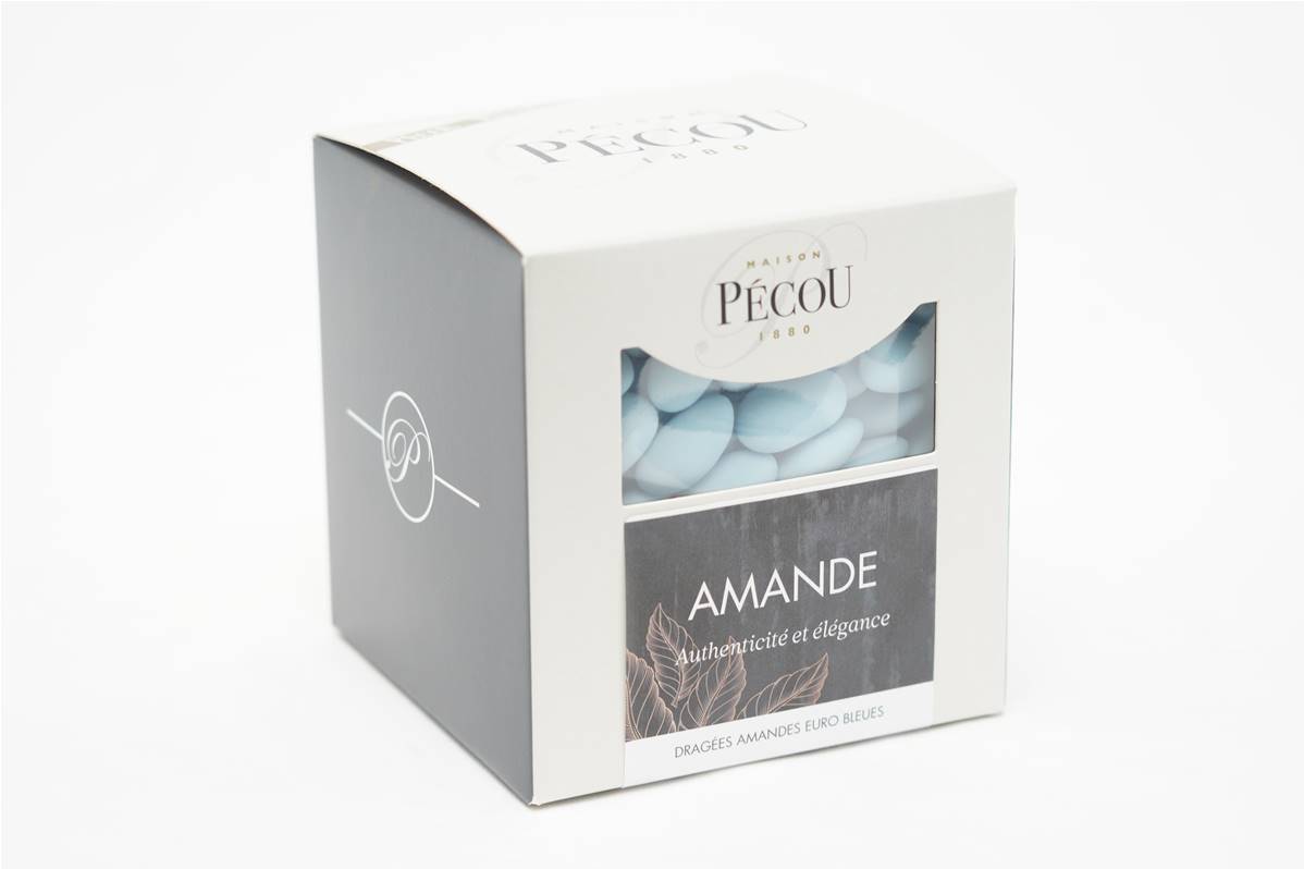 Dragées PECOU amandes catalanes bleu, boite de 1kg